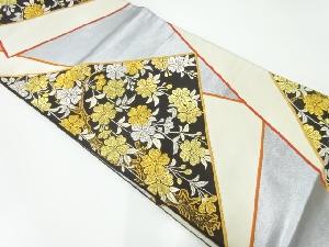 アンティーク　草花模様織出し袋帯（材料）